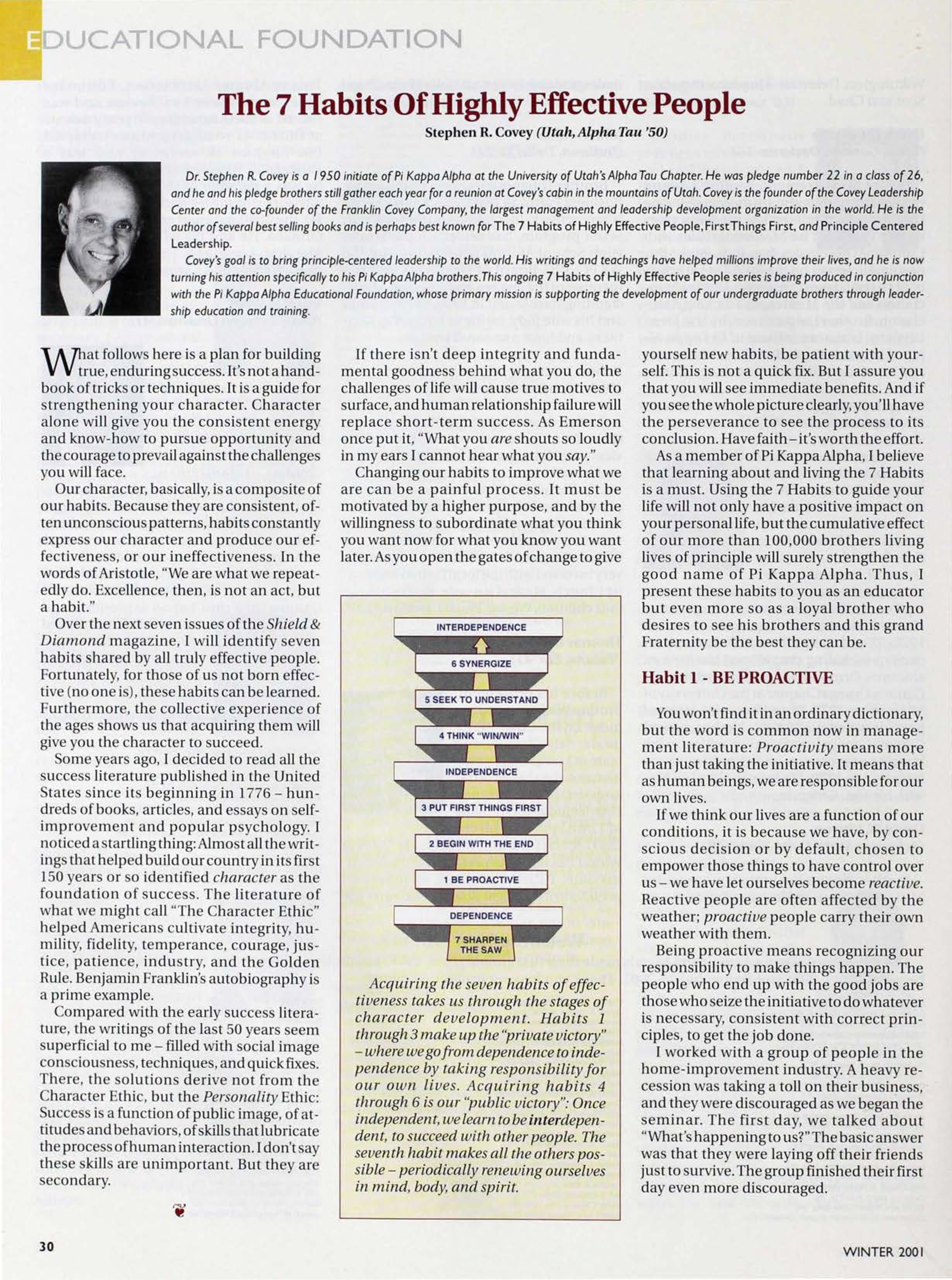 Educational Foundation: The 7 Habits Of Highly Effective People, Winter 2001